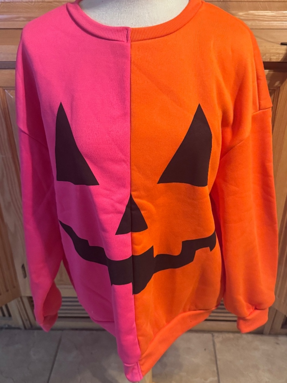 New Halloween Pumpkin Shein XL Pullover Sweatshirt Orange / Pink Classic Fall
